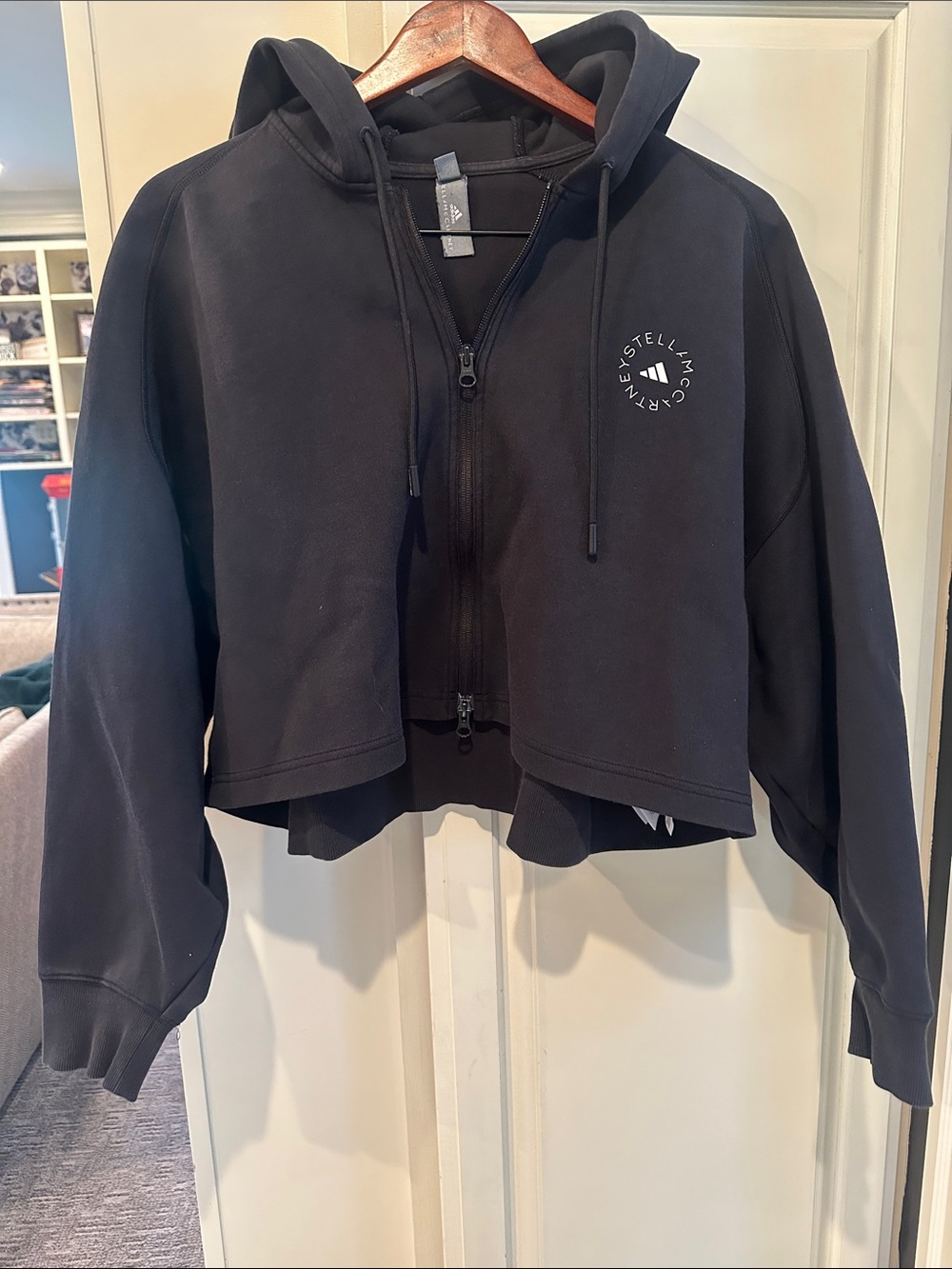 Stella McCartney for Adidas Black Cropped Hoodie